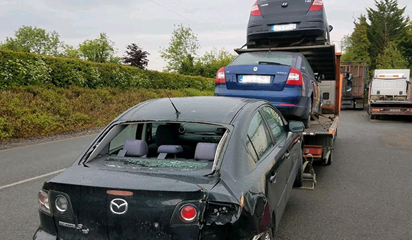 Salvage cars transported